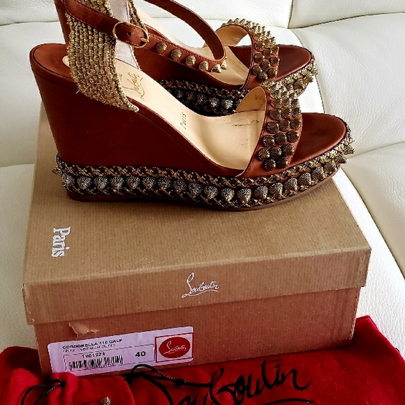 Authentic Christian Louboutin Brown Studded Women's Sandals - Picture 3 of 8